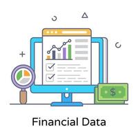 icona dei dati finanziari in un design piatto vettore