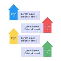 passo etichette icona infografica in design piatto vettore