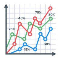 un'icona piatta del grafico a linee vettore