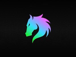logo moderno del distintivo della testa di cavallo con colori chiari rgb vettore