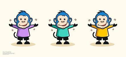 illustrazione vettoriale di un simpatico personaggio di scimmia mascotte design sorridente