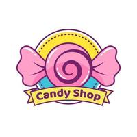 logo di concetto di negozio di caramelle colorate vettore