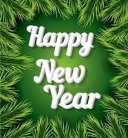 carta di felice anno nuovo con testo bianco su sfondo verde. vettore