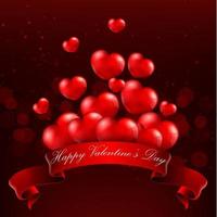 concetto di San Valentino del cuore con nastro rosso realistico vettore