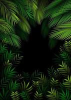 modello esotico con foglie tropicali su sfondo scuro.vettore vettore