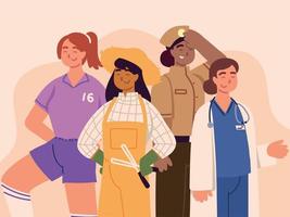 donne di diverse professioni vettore