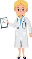 un personaggio dei cartoni animati medico femminile su sfondo bianco vettore