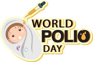 poster per la giornata mondiale della polio con un bambino che riceve il vaccino antipolio orale vettore
