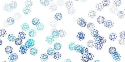 modello di doodle vettoriale blu chiaro con fiori.