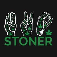 vettore di t-shirt stoner marijuana erbaccia di cannabis