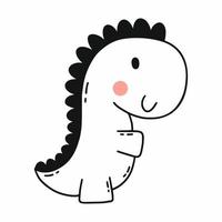 simpatico dinosauro. illustrazione di doodle di vettore. dinosauro su sfondo bianco. personaggio dei cartoni animati. personaggio per bambini. vettore