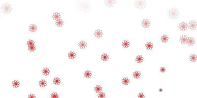 modello di doodle vettoriale rosso chiaro con fiori.