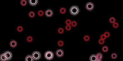sfondo vettoriale rosso scuro con simboli di virus.
