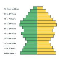 un vettore piatto alla moda della piramide della popolazione, design modificabile