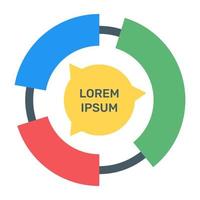 una moderna infografica che mostra un grafico a torta multi in un'icona piatta vettore