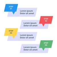 passo etichette icona infografica in design piatto vettore