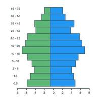 un vettore piatto alla moda della piramide della popolazione, design modificabile