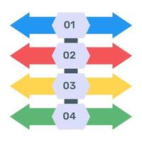 rappresentazione dei dati aziendali tramite l'infografica delle frecce nell'icona piatta vettore