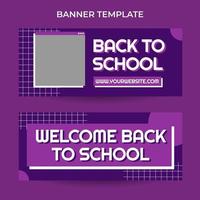 modello di banner web orizzontale per il ritorno a scuola con stile estetico retrò del computer vettore