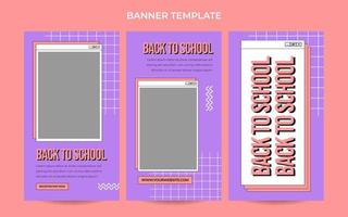 modello di banner web verticale per il ritorno a scuola con stile estetico retrò del computer vettore