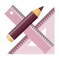 set di cancelleria, matita, righello, righello triangolare, colori rosa bordeaux. illustrazione della scuola, insieme di disegno. vettore