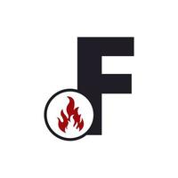 lettera iniziale f con ispirazione per il design del logo del fuoco della fiamma vettore