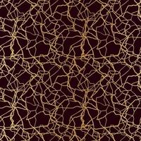 kintsugi art seamless pattern con linee sottili dorate e frammenti astratti su sfondo scuro di lusso vettore