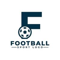 lettera f con design del logo del pallone da calcio. elementi del modello di progettazione vettoriale per la squadra sportiva o l'identità aziendale.