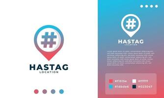 pin mappa con icona hashtag. concetto di segno numerico. illustrazione vettoriale di design di tendenza in stile piatto