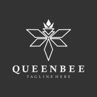 logo simbolo dell'icona creativa dell'ape del miele, tipo di logo lineare dell'ape regina. design del logo vettore
