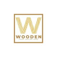 lettera w con struttura in legno e logo a forma quadrata. utilizzabile per loghi aziendali, architettura, immobiliare, edilizia e edilizia vettore