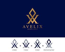 lettera iniziale avx con elemento del modello di progettazione del logo collegato al simbolo del diamante. vettore eps 10