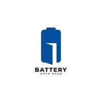 simbolo del logo del negozio di batterie con modello di progettazione dell'icona della porta negativa vettore
