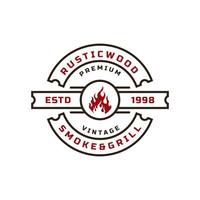 distintivo retrò vintage per barbecue rustico, barbecue, elemento del modello di progettazione del logo del timbro dell'etichetta del barbecue vettore