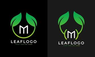 natura verde foglia lettera m logo design. logo monogramma. icona di alfabeto di foglie verdi. utilizzabile per loghi aziendali, scientifici, sanitari, medici e della natura. elemento del modello di progettazione del logo vettoriale piatto. eps10