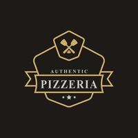 distintivo retrò vintage per spatola pizza pizzeria logo emblema design simbolo vettore