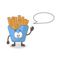 illustrazione grafica vettoriale di simpatiche patatine fritte mascotte, design adatto per cibo spazzatura o mascotte fast food