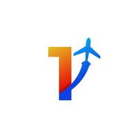 viaggio numero 1 con elemento del modello di progettazione del logo di volo dell'aeroplano vettore