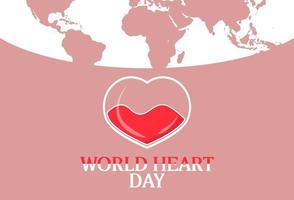 illustrazione design piatto di modelli di giornata mondiale del cuore, design adatto per poster, sfondi, biglietti di auguri, giornata mondiale del cuore a tema vettore