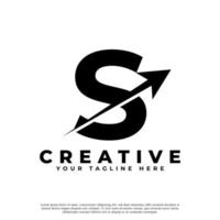 lettera iniziale s artistico creativo freccia su forma logotipo. utilizzabile per loghi aziendali e di branding. vettore