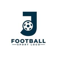 lettera j con design del logo del pallone da calcio. elementi del modello di progettazione vettoriale per la squadra sportiva o l'identità aziendale.