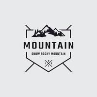 simbolo vintage classico emblema distintivo ghiaccio neve montagna rocciosa. torrente fiume monte picco collina natura paesaggio vista logo design ispirazione vettore