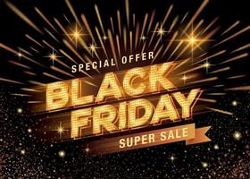 banner moderno del black friday. esplosione dorata astratta, effetto scoppio d'oro, vettore modello vendita venerdì nero.