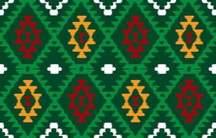 verde etnico astratto ikat art. modello senza cuciture in stile tribale, popolare e messicano. ornamento di arte geometrica azteca print.design per moquette, carta da parati, abbigliamento, avvolgimento, tessuto, copertina. vettore