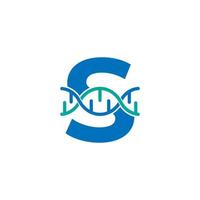elemento del modello di progettazione del logo dell'icona del DNA genetico della lettera iniziale s. illustrazione biologica vettore