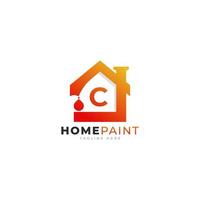 lettera iniziale c ispirazione per il design del logo immobiliare della vernice per la casa vettore