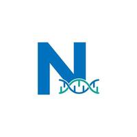 elemento del modello di progettazione del logo dell'icona del dna genetico della lettera iniziale n. illustrazione biologica vettore