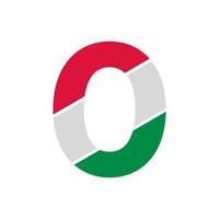 ritaglio di carta numero 0 con modello di progettazione logo colore bandiera italiana vettore