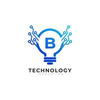 lettera b all'interno dell'elemento del modello di progettazione del logo dell'innovazione della tecnologia della lampadina vettore