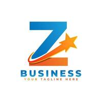 lettera z con logo swoosh a stella. adatto per start up, logistica, modello di logo aziendale vettore